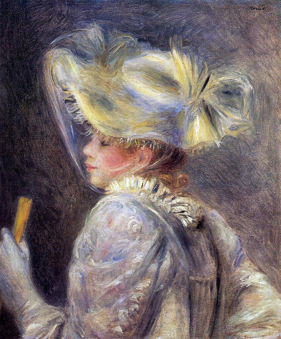  Pierre Auguste Renoir Woman in a White Hat - Canvas Art Print