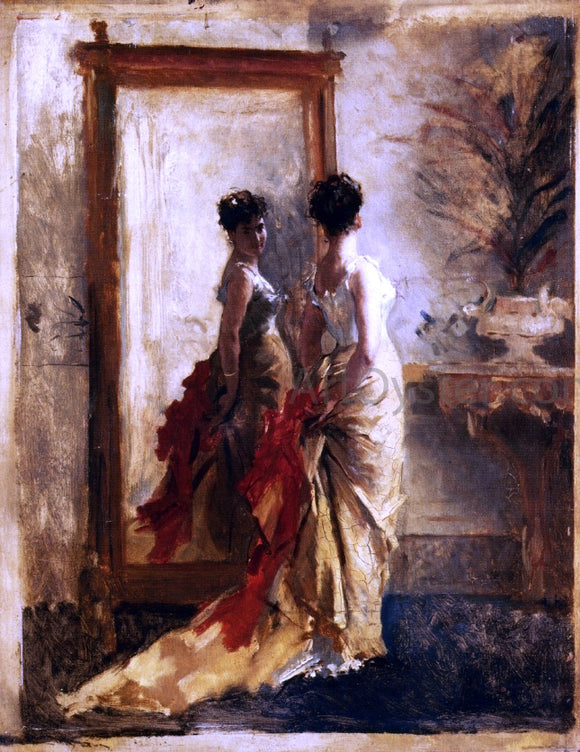  Mose Bianchi Woman in Front of a Mirror - Canvas Art Print