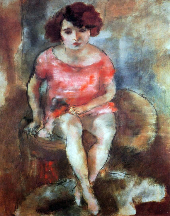  Jules Pascin Woman in Red - Canvas Art Print