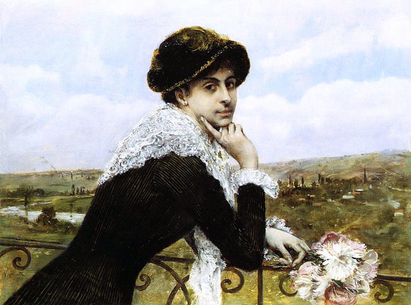  Norbert Goeneutte Woman on a Balcony - Canvas Art Print