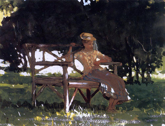  Winslow Homer Woman on a Bench (also known as Girl on a Garden Seat) - Canvas Art Print