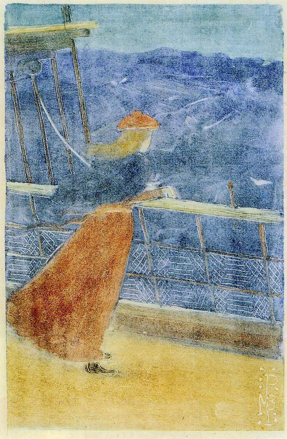  Maurice Prendergast Woman on Ship Deck, Looking out to Sea (also known as Girl at Ship's Rail) - Canvas Art Print
