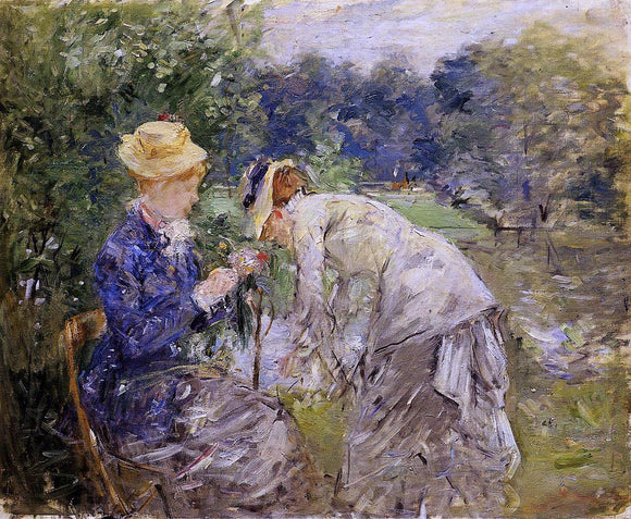  Berthe Morisot Woman Picking Flowers - Canvas Art Print