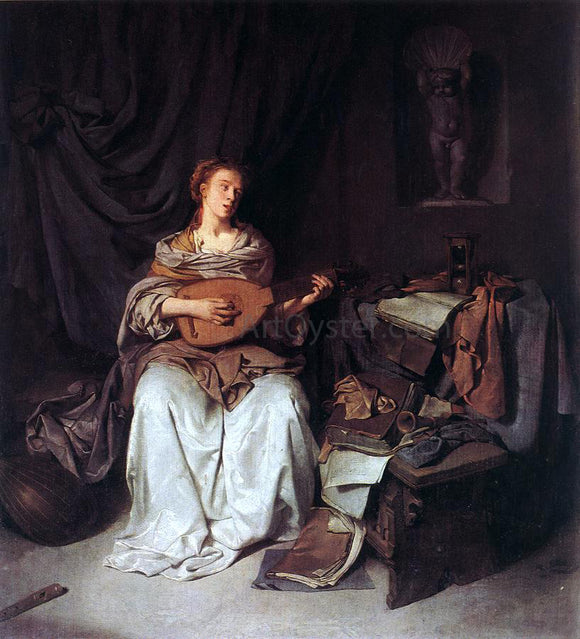  Cornelis Bega Woman Playing a Lute - Canvas Art Print