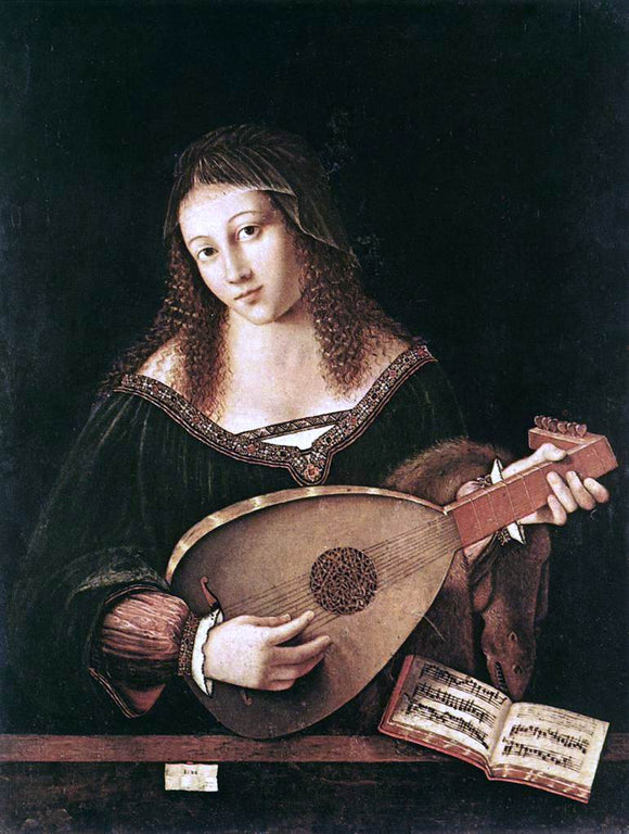  Bartolomeo Veneto Woman Playing a Lute - Canvas Art Print