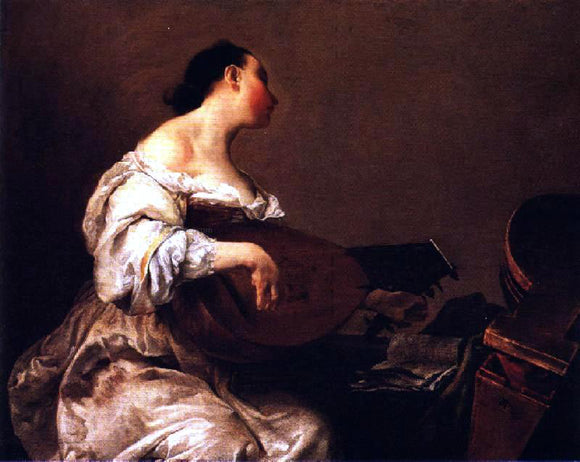  Giuseppe Maria Crespi Woman Playing a Lute - Canvas Art Print