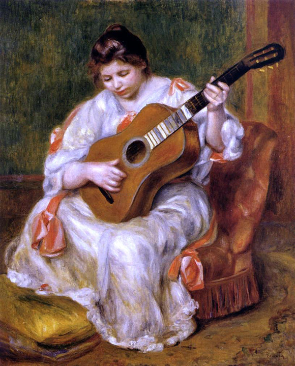  Pierre Auguste Renoir Woman Playing the Guitar - Canvas Art Print