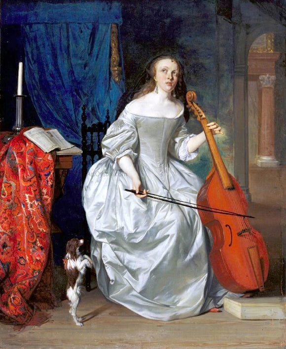  Gabriel Metsu Woman Playing the Viola da Gamba - Canvas Art Print