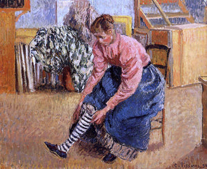  Camille Pissarro Woman Putting on Her Stockings - Canvas Art Print