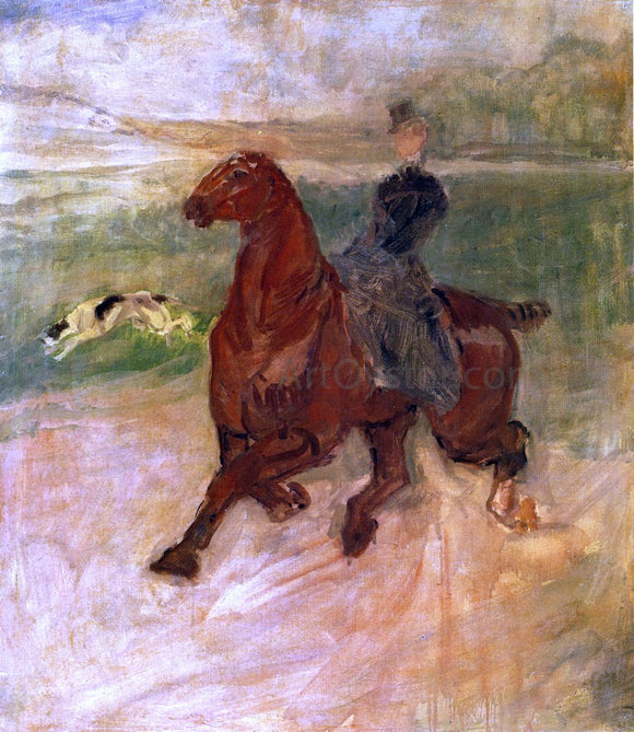  Henri De Toulouse-Lautrec Woman Rider and Dog - Canvas Art Print
