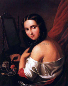  Jakab Marastoni Woman Seated Before a Mirror - Canvas Art Print