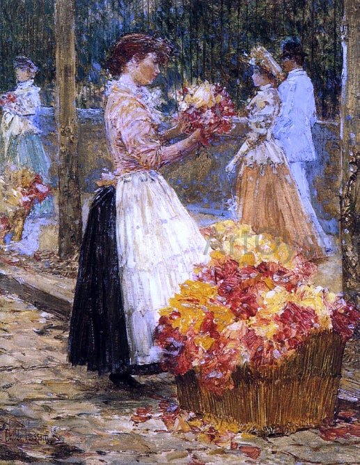  Frederick Childe Hassam Woman Selling Flowers - Canvas Art Print