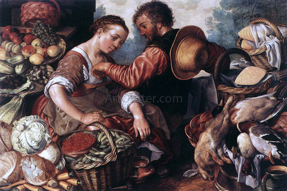  Joachim Beuckelaer Woman Selling Vegetables - Canvas Art Print