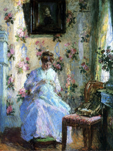  Gari Melchers Woman Sewing - Canvas Art Print