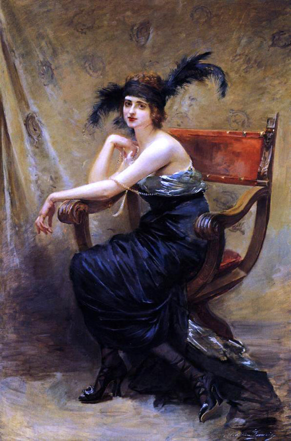  Madeleine Jeanne Lemaire Woman Sitting in a 'Dagobert' Armchair - Canvas Art Print