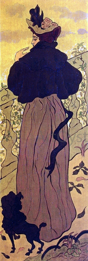  Paul Ranson Woman Standing at a Balustrade with a Poodle - Canvas Art Print