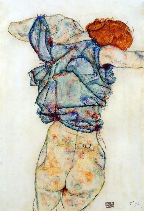  Egon Schiele Woman Undressing - Canvas Art Print