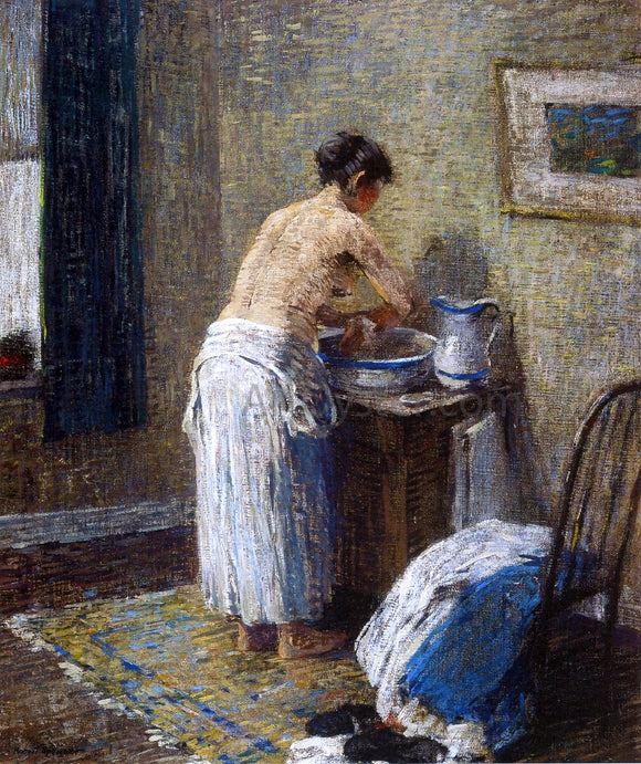  Robert Spencer Woman Washing - Canvas Art Print