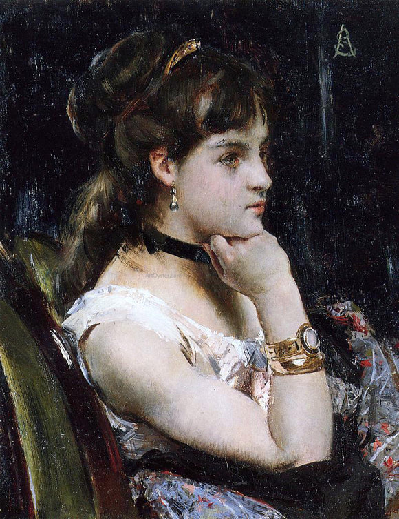  Alfred Emile Leopold Stevens Woman Wearing a Bracelet - Canvas Art Print