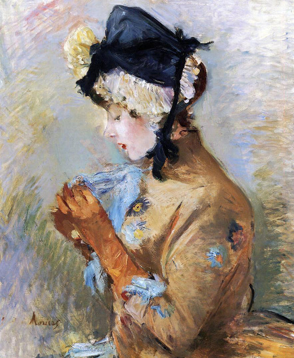  Berthe Morisot Woman Wearing Gloves (also known as The Parisian) - Canvas Art Print