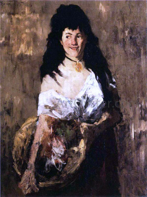  William Merritt Chase Woman with a Basket - Canvas Art Print
