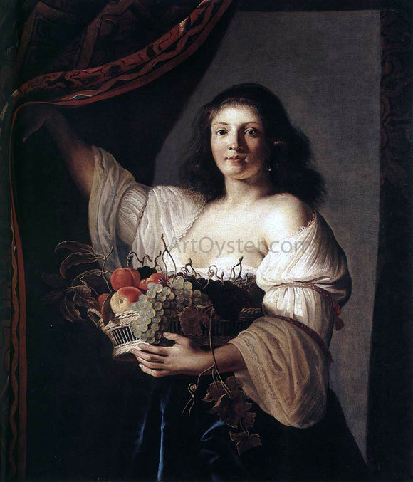  Christiaen Van Couwenbergh Woman with a Basket of Fruit - Canvas Art Print