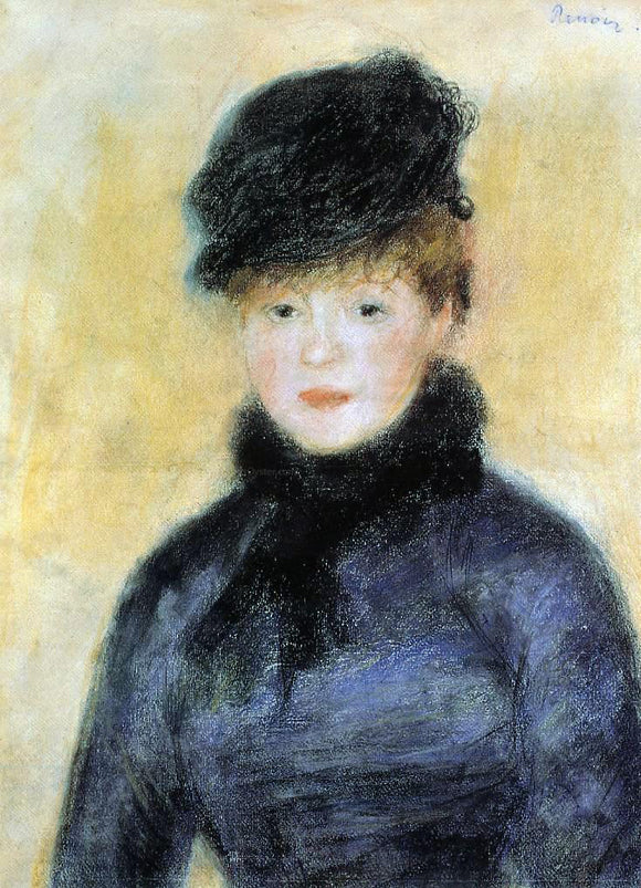  Pierre Auguste Renoir Woman with a Blue Blouse - Canvas Art Print