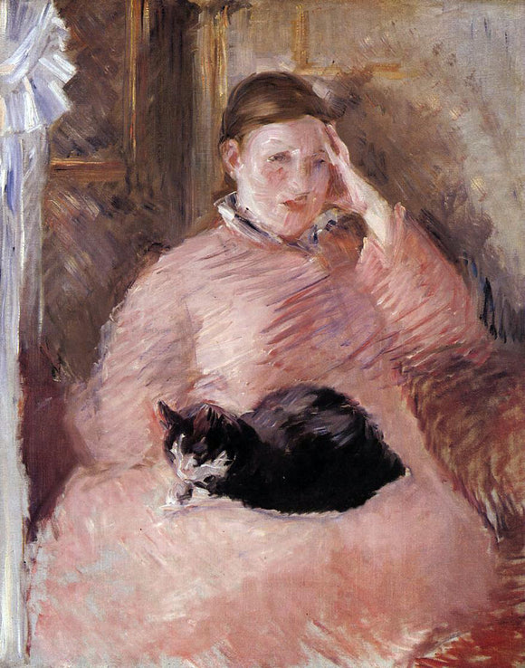  Edouard Manet Woman with a Cat, Portrait of Madame Manet - Canvas Art Print