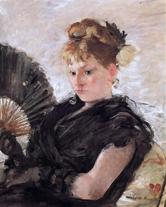  Berthe Morisot Woman with a Fan (also known as Head of a Girl) - Canvas Art Print