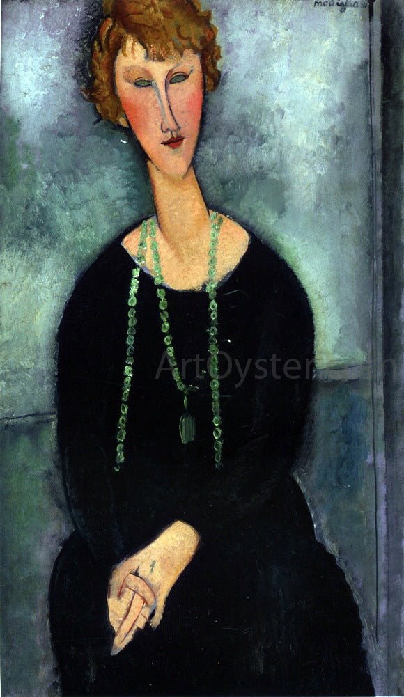  Amedeo Modigliani Woman with a Green Necklace (also known as Madame Menier) - Canvas Art Print