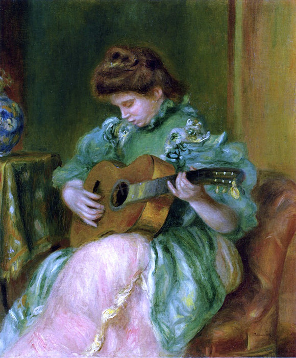  Pierre Auguste Renoir A Woman with a Guitar - Canvas Art Print
