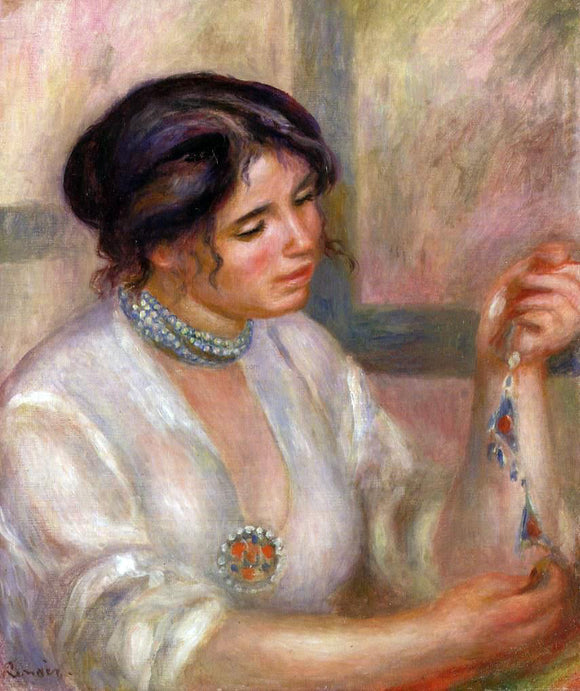  Pierre Auguste Renoir Woman with a Necklace - Canvas Art Print