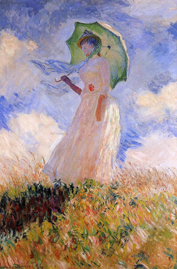  Claude Oscar Monet A Woman with a Parasol (also known as Study of a Figure Outdoors (Facing Left)) - Canvas Art Print