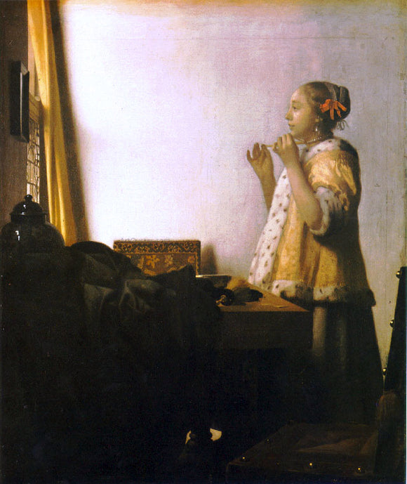  Johannes Vermeer Woman with a Pearl Necklace - Canvas Art Print