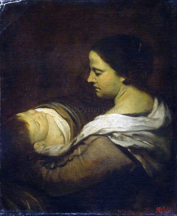  Juan Bautista Martinez Del Mazo Woman with a Sleeping Child - Canvas Art Print