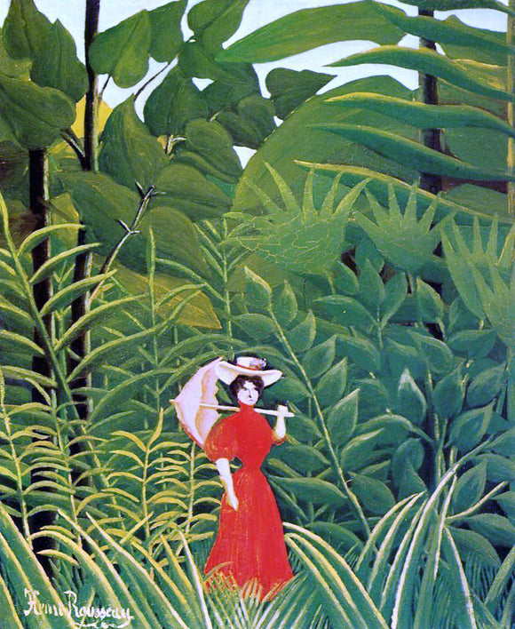  Henri Rousseau Woman with an Umbrella in an Exotic Forest - Canvas Art Print