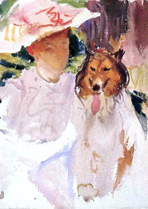  John Singer Sargent A Woman with Collie - Canvas Art Print