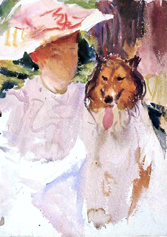  John Singer Sargent A Woman with Collie - Canvas Art Print