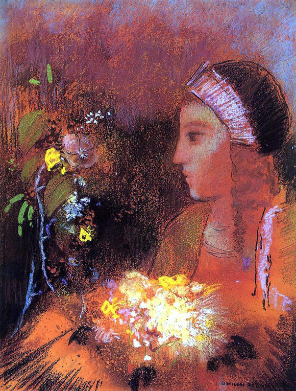  Odilon Redon Woman with Flowers - Canvas Art Print