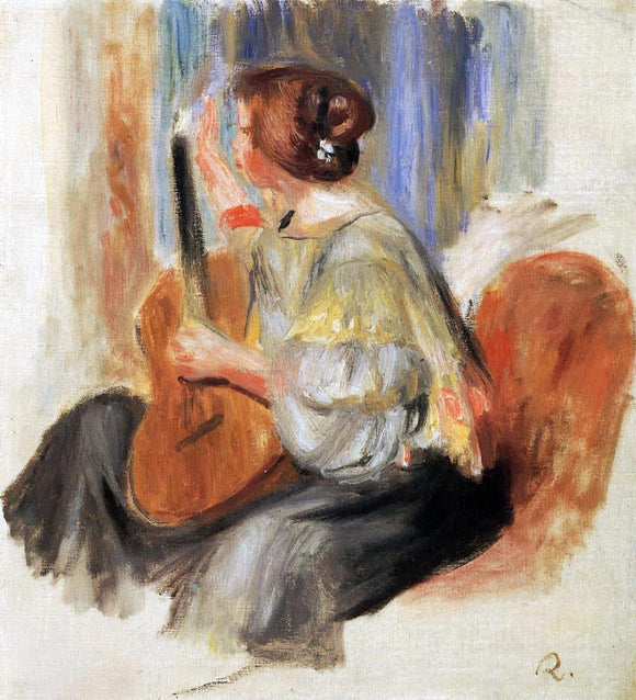  Pierre Auguste Renoir Woman with Guitar - Canvas Art Print