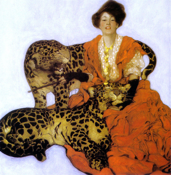  Sarah Stilwell Weber Woman with Leopards - Canvas Art Print