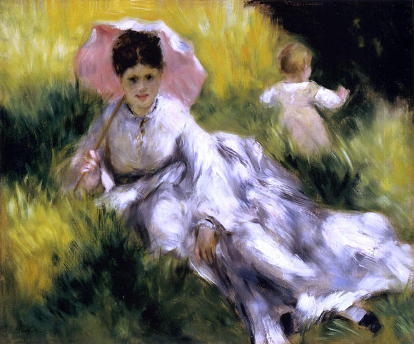  Pierre Auguste Renoir A Woman with Parasol - Canvas Art Print