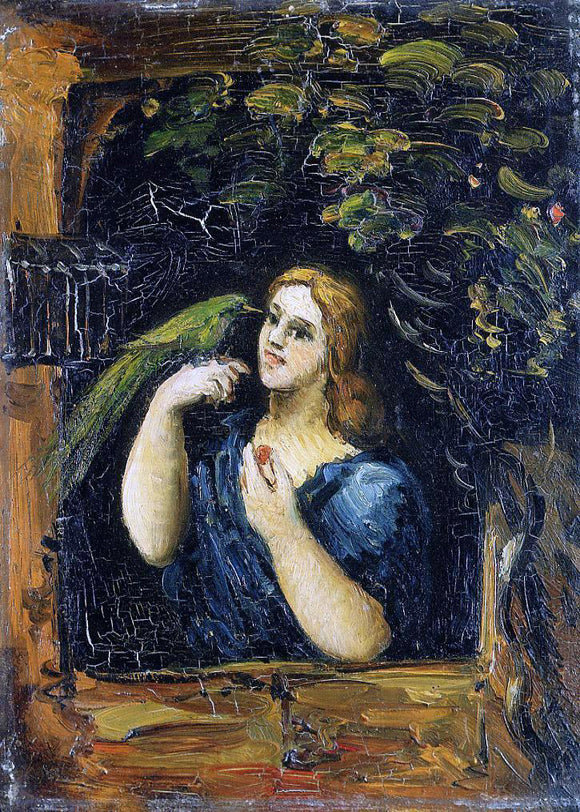  Paul Cezanne Woman with Parrot - Canvas Art Print