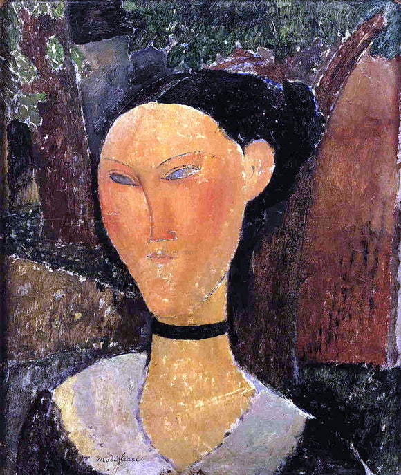  Amedeo Modigliani Woman with Velvet Ribbon (also known as The Black Border) - Canvas Art Print