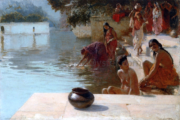  Edwin Lord Weeks Woman's Bathing Place i Oodeypore, India - Canvas Art Print