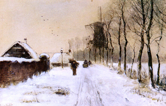  Louis Apol Wood Gatherers On A Country Lane In Winter - Canvas Art Print