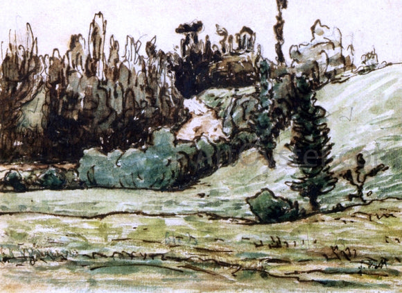  Jean-Francois Millet Wooded Hillside near Vichy - Canvas Art Print