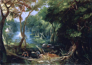  Frederik Van Valkenborch Wooded River Landscape - Canvas Art Print