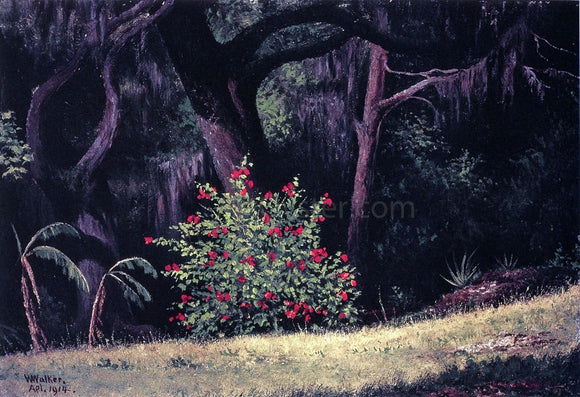  William Aiken Walker Woodland Scene with Red-Flowered Bush - Canvas Art Print