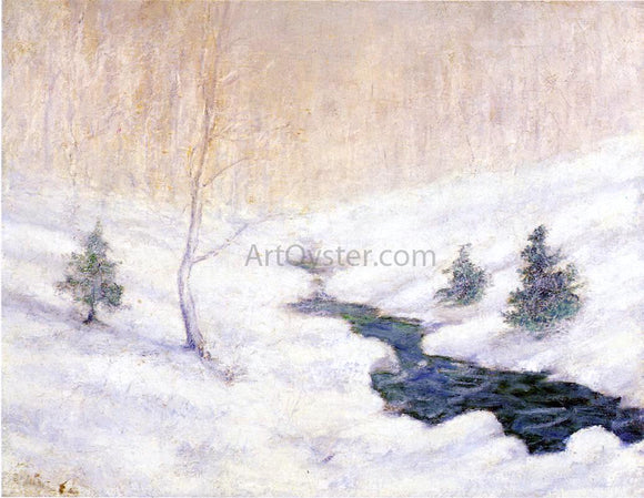  John Twachtman Woodland Stream in a Winter Landscape - Canvas Art Print
